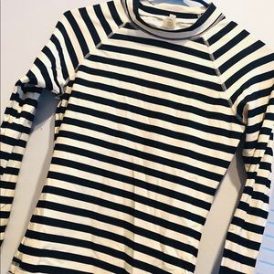 jcrew navy and off white swim top